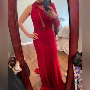 Chic One-Shoulder Red Dress